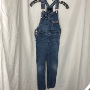 Girl's denim bib overalls embellished